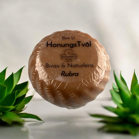 Honungstvål med bivax och naturlera “Rubra” från Nektargården – naturlig handgjord tvål för hudvård